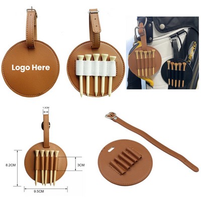 Leather Golf-Tee Holder Pouch with 5 Wooden Tees